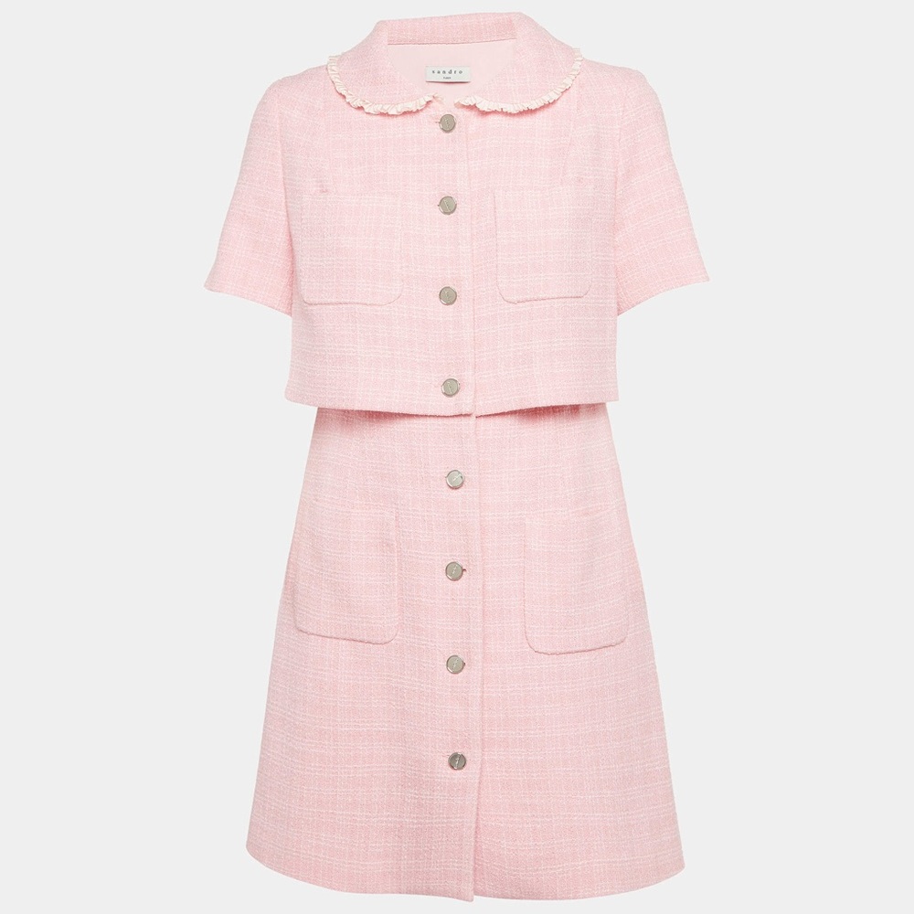 Sandro Pink Tweed Dress - Picture 2 of 6